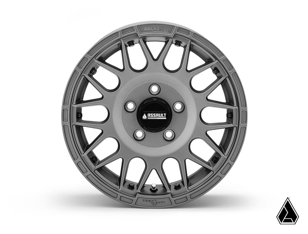 Intimidator Tires 34x10x15 on 15" Matte Titanium Hellfire Wheels 4/156 Pattern