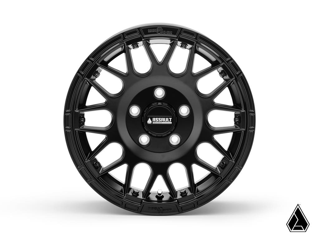 Sticky XT Warrior Tires 32x10x15 on 15x7 Assault Industries Hellfire Satin Black Wheels 5/4.5 Pattern