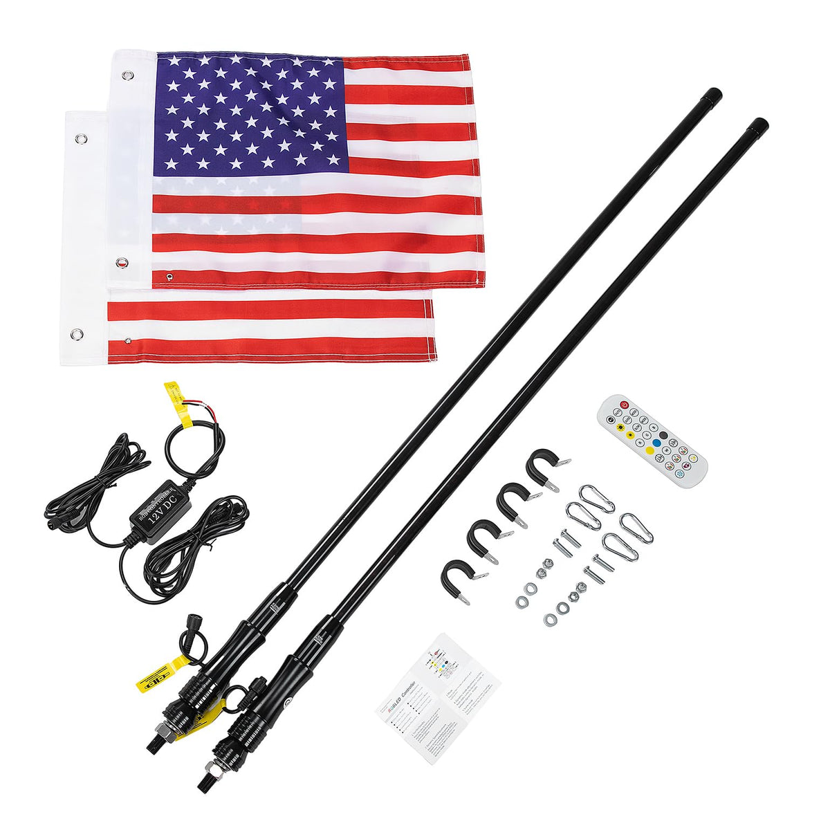 2pcs 4FT Black Limited LED Whip Light with RF Remote Control