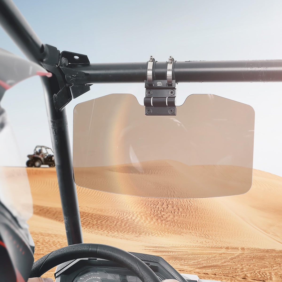 Oversized Upgraded UTV Sun Visor Mirror for 1.5”-2” Roll Bars – fits Polaris Ranger