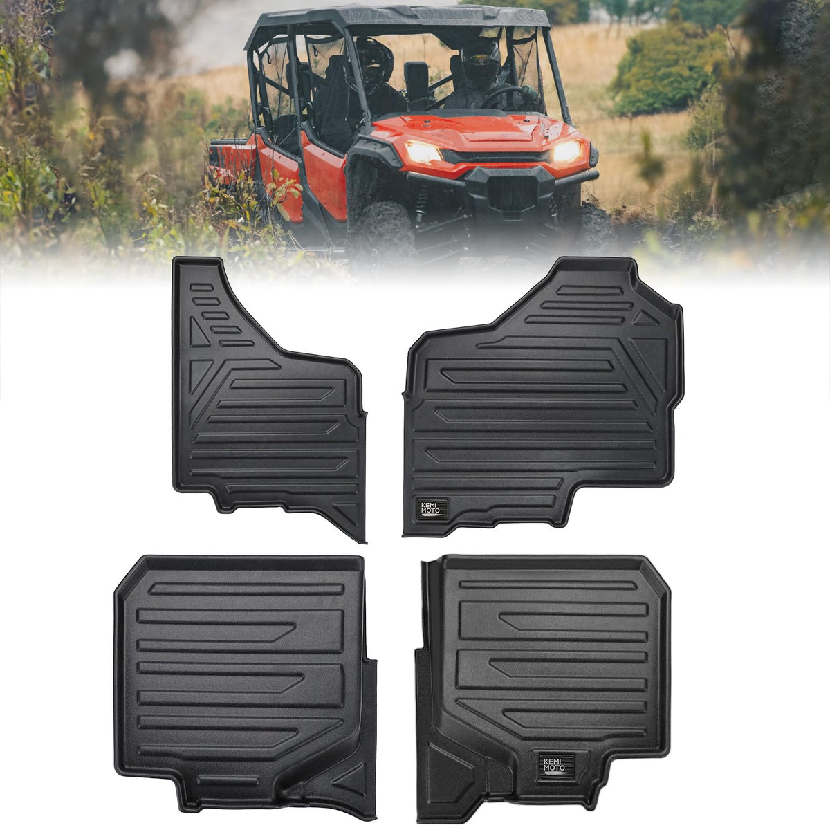 Floor Mats TPE All-Weather Anti-Slip Liners for Pioneer 1000-6 (4 Pcs) – fits Honda Pioneer