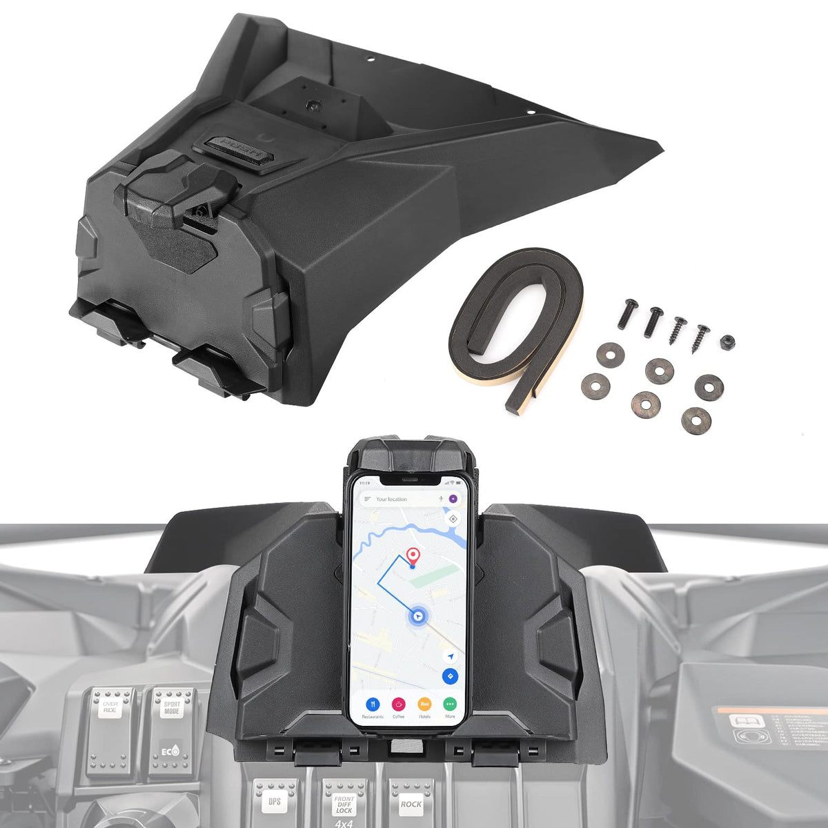 Tablet Holder With Storage Box for Can Am Maverick Sport & Trail, Commander