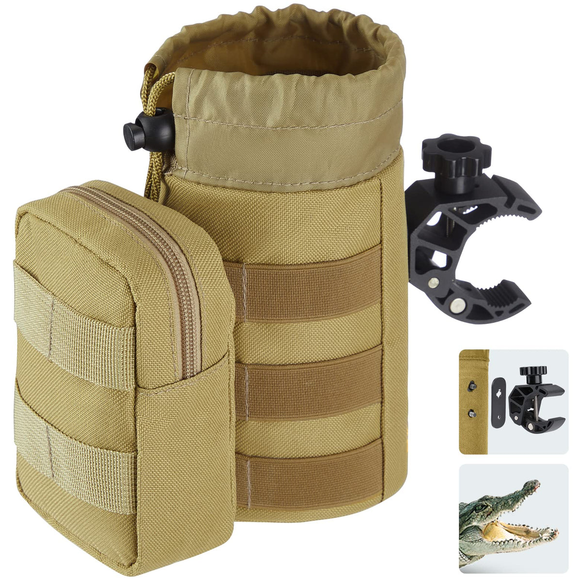 Oxford Fabric Cup Holder with Upgrade Alligator Clamp for UTV ATV Motorcycle Bike