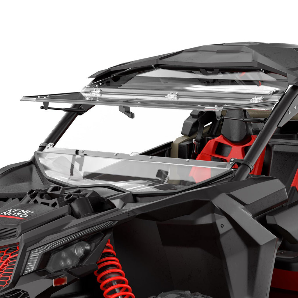 Scratch Resistant PC Flip Windshield for Can Am Maverick X3 – fits Can-Am Maverick X3 2-Seat