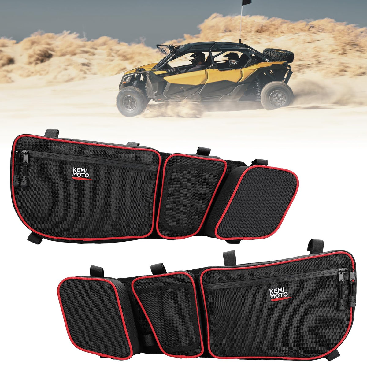 Storage Door Bags with Removable Knee Pad for Can Am Maverick X3