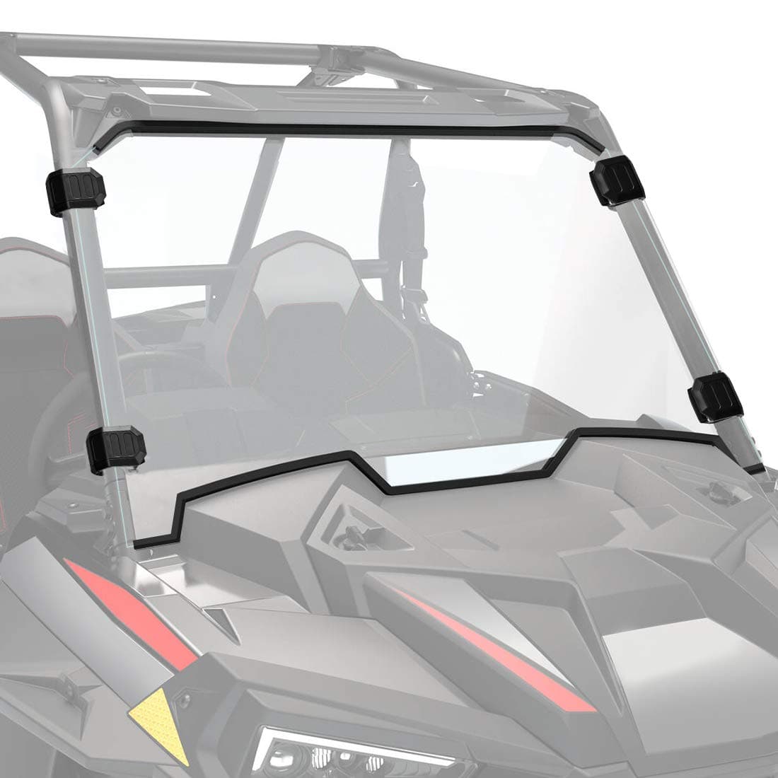 Front Full Windshield with 4 Black Clamps for Polaris RZR – fits Polaris RZR XP 1000 (2014-2023)