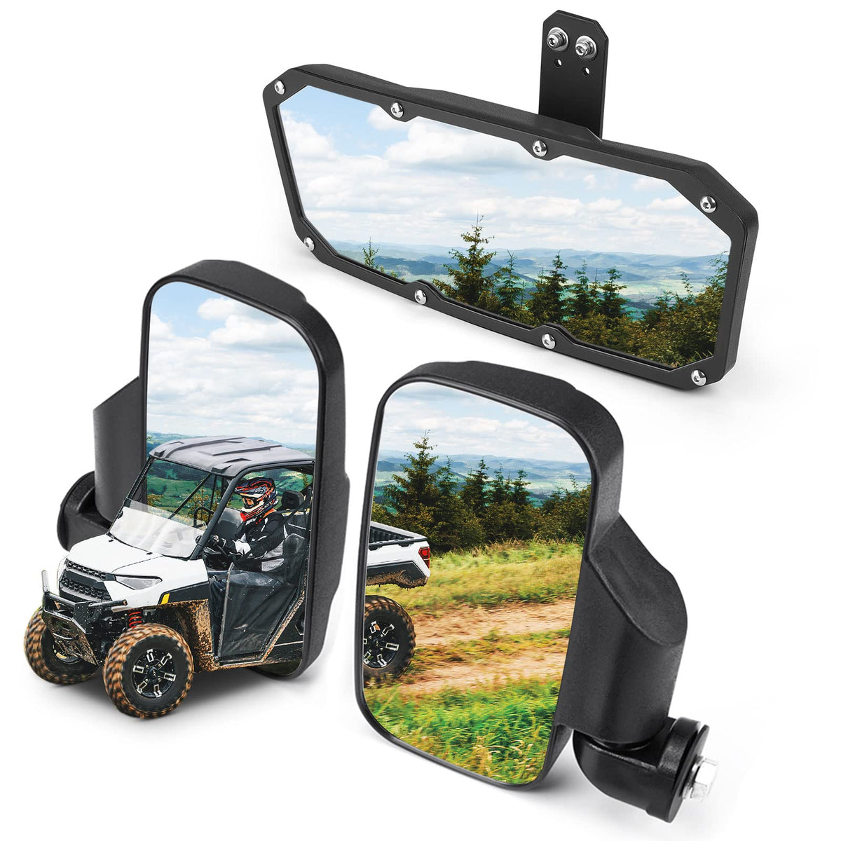 UTV Mirror Set for Ranger 500 570 900 1000 XP w/Pro-Fit tube cages – fits Polaris Ranger 500 (2017-2022)