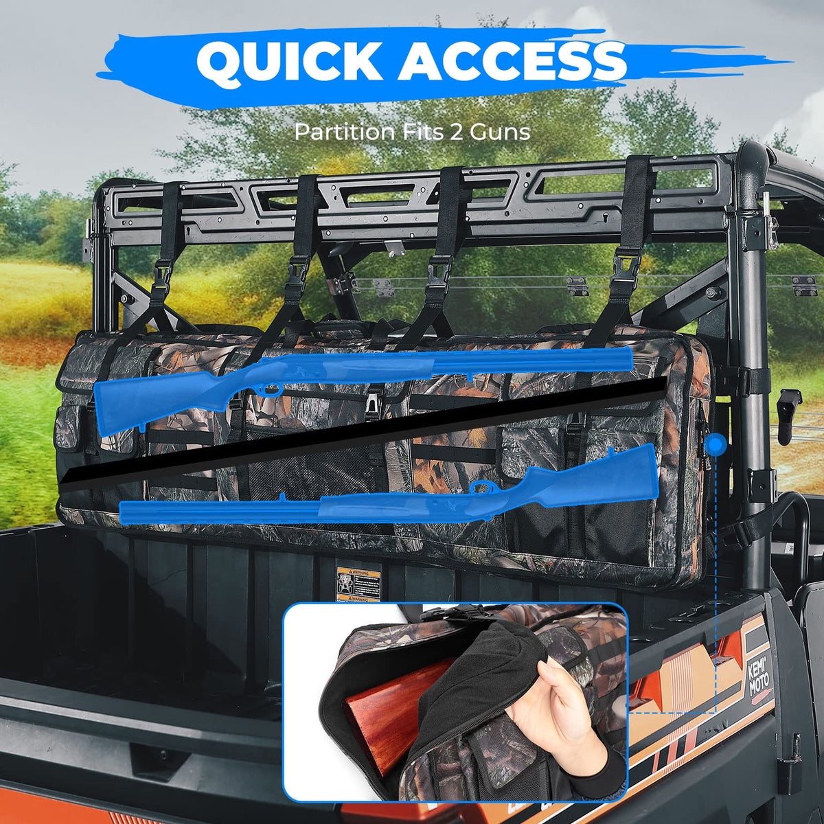 UTV Double Gun Holder Tool Rack Bag for Hunting Gear – fits Polaris Ranger (view 2)