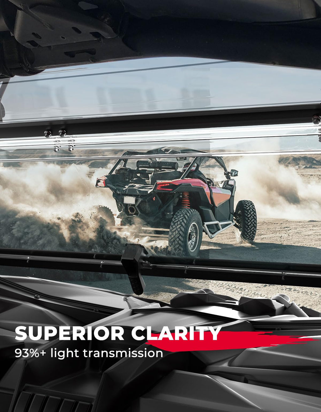 Scratch Resistant PC Flip Windshield for Can Am Maverick X3 – fits Can-Am Maverick X3 2-Seat (view 3)