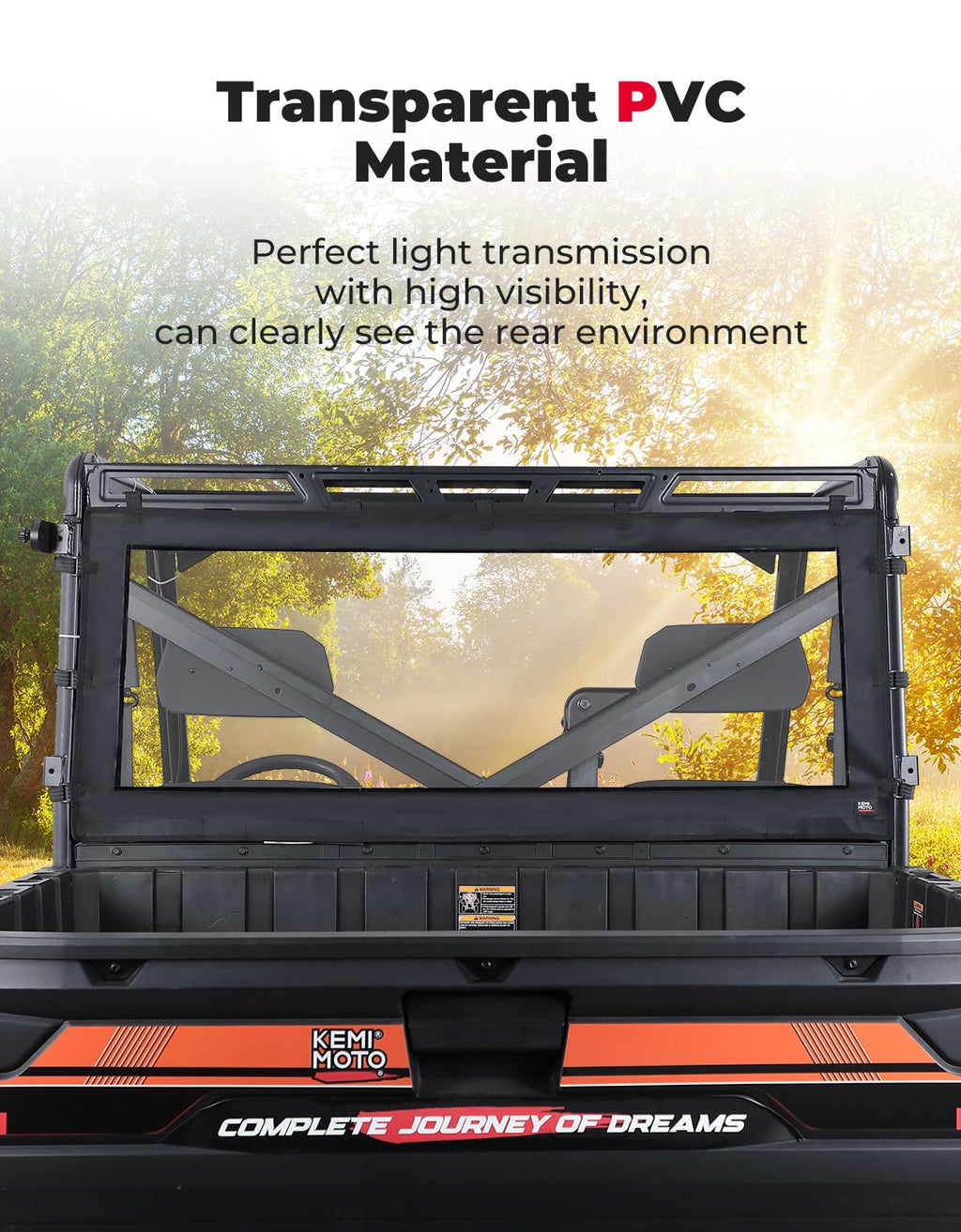 Waterproof Soft Rear Window for Ranger XP 1000/Crew, 1000/Crew, XP 900 – fits Polaris Ranger XP 1000
