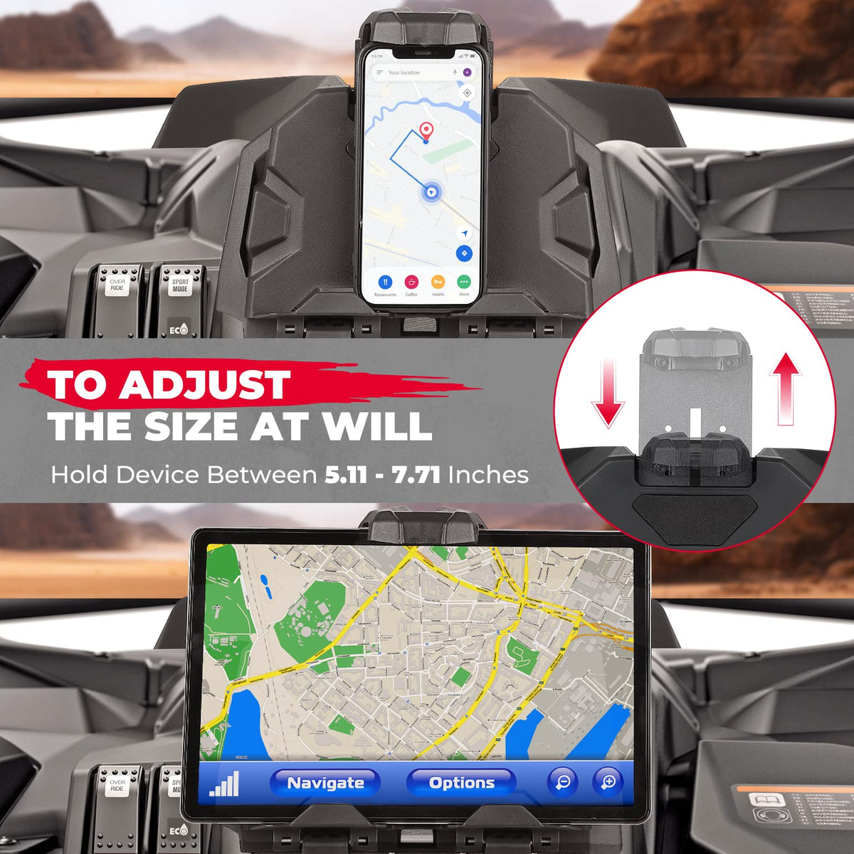 Tablet Holder With Storage Box for Can Am Maverick Sport & Trail, Commander