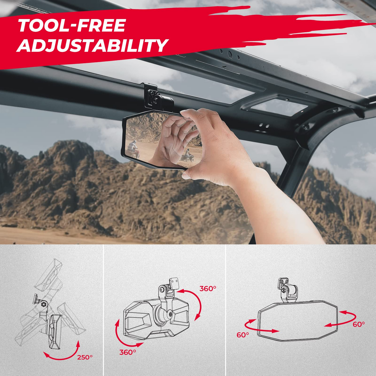 Rear View Mirror Tool free Adjustable for Ranger 1000 XP 900 500 570 / Crew