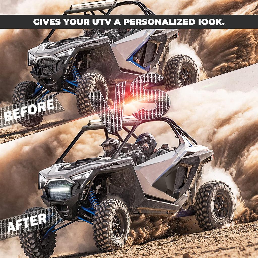 Front Mesh Grill with LED Light Bar for Polaris RZR PRO XP/TURBO R – fits Polaris RZR Pro XP