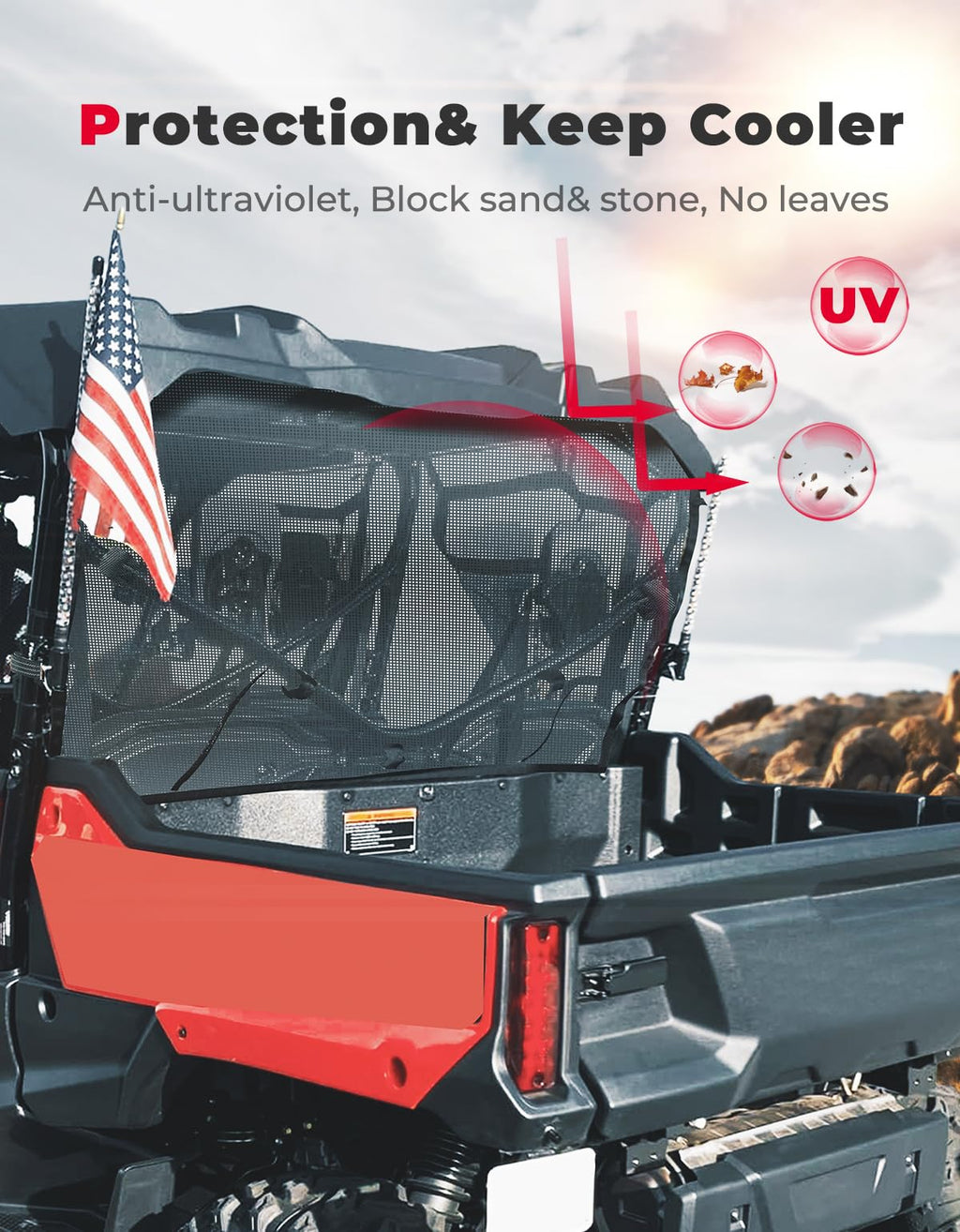 UTV Soft Rear Window Net For Pioneer 1000-6 – fits Honda Pioneer (view 2)