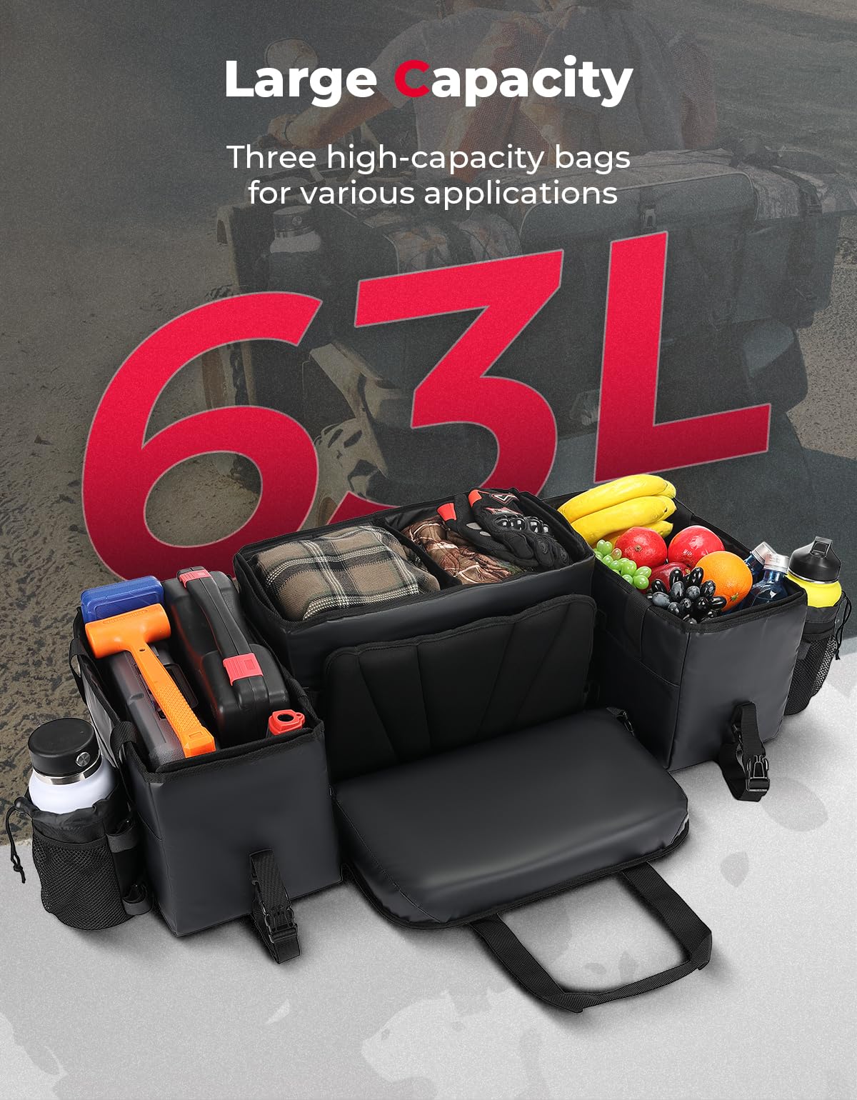 ATV 76L Seat Cargo Bag /Cushion Soft Cooler Bags