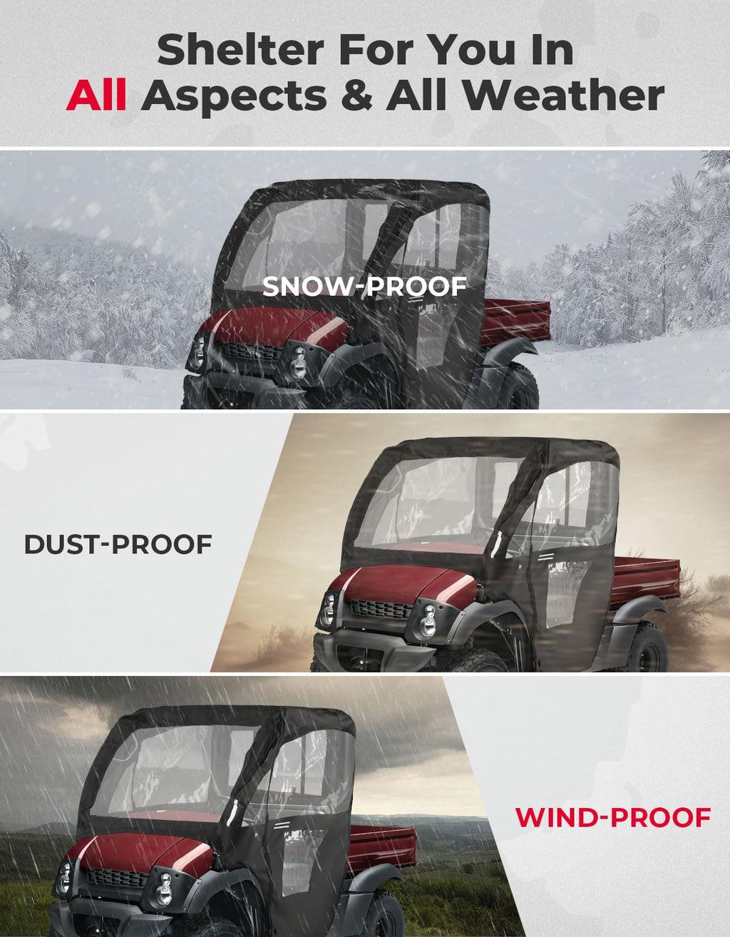 Soft Cab Enclosure Doors for Kawasaki Mule 600 610 (2015 models and older) – fits Kawasaki Mule SX (view 6)