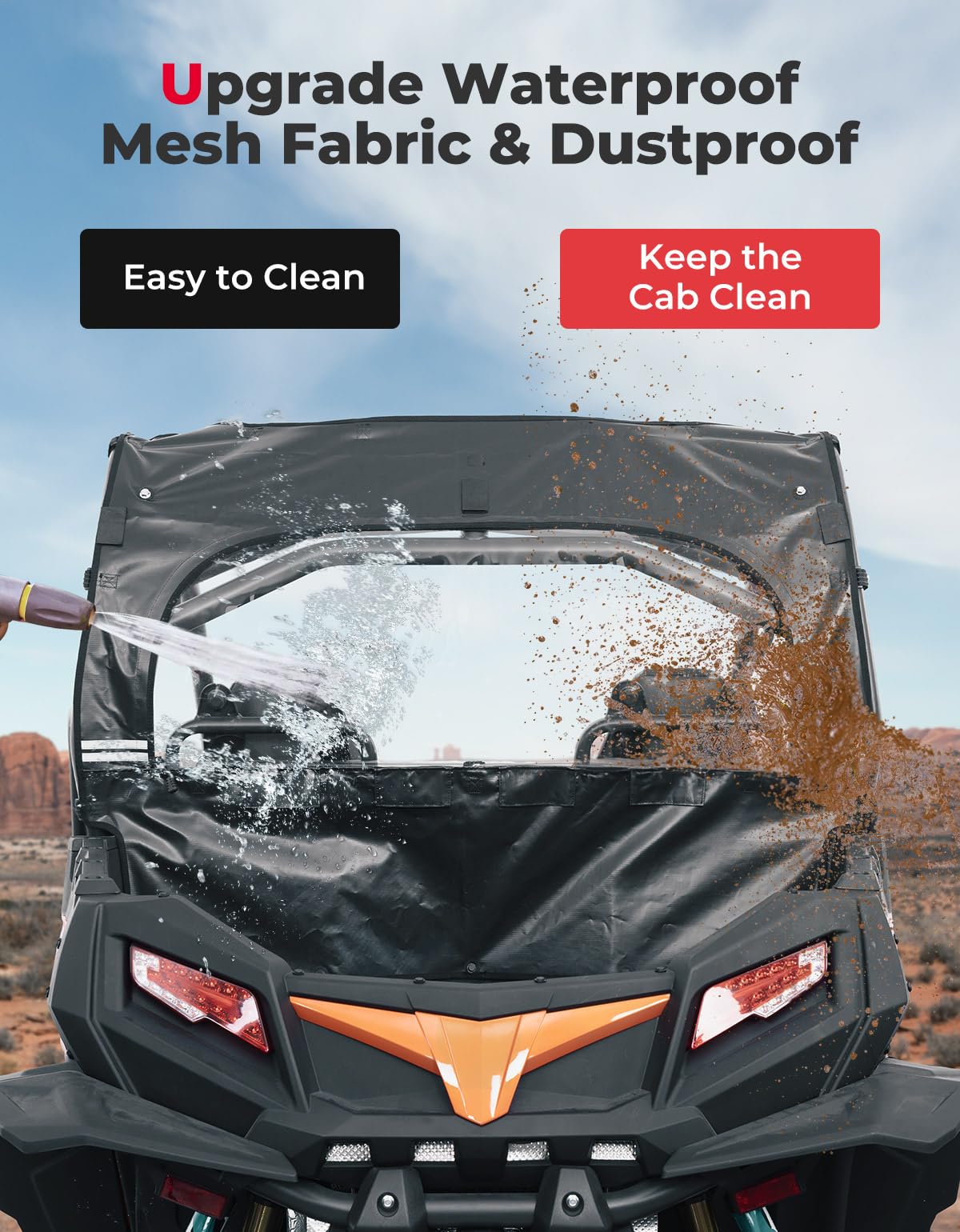 Soft Rear Windshield with Zipper for CFMOTO ZForce 500 | 800 | 1000