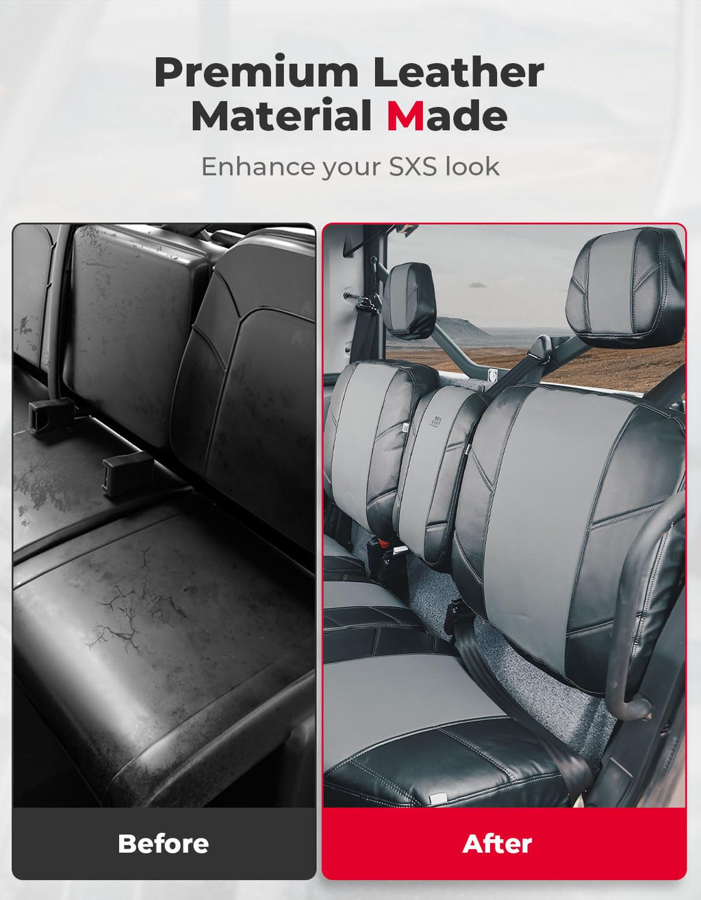 Split Bench Seat Covers Leather for Can Am Defender HD10|9|8|7