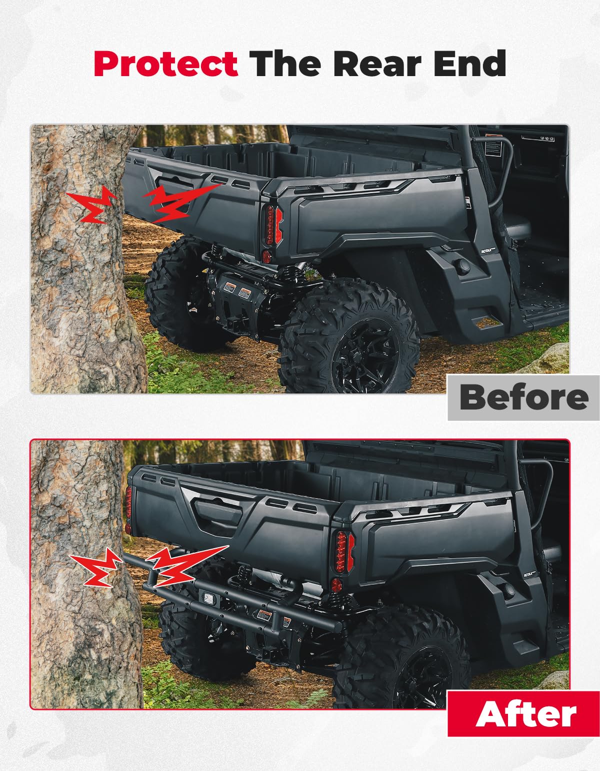 Rear Bumper With Light For Can Am Defender HD5|7|8|9|10 – fits Can-Am Defender HD5