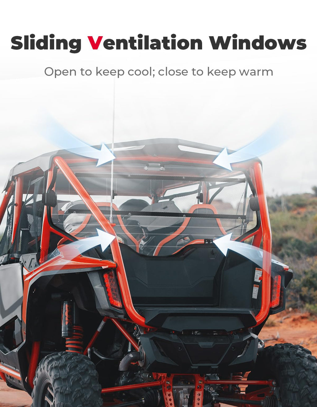 UTV Rear Windshield Sliding Vented Back Window for Talon 1000X-4 – fits Honda Talon (view 2)
