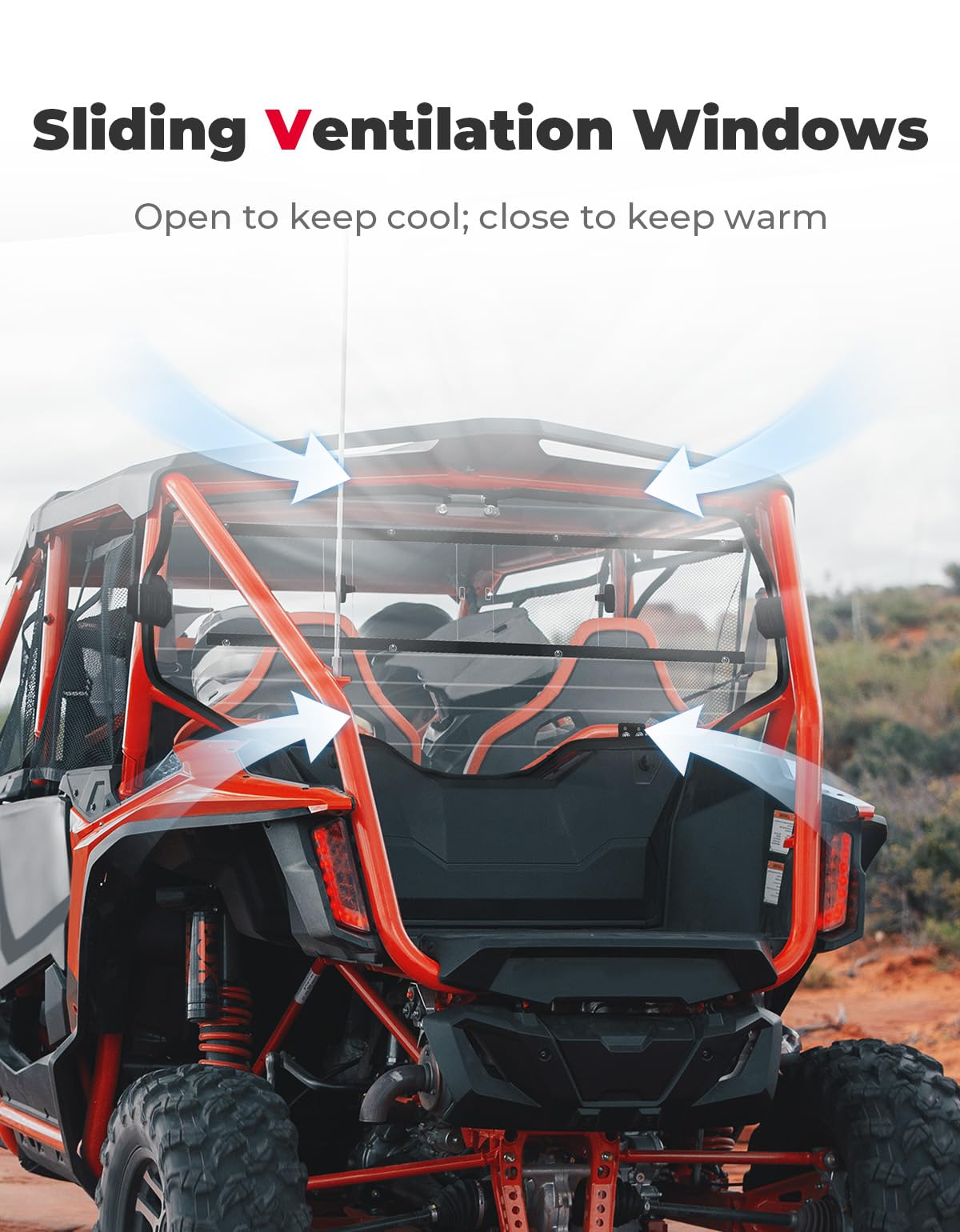 UTV Rear Windshield Sliding Vented Back Window for Talon 1000X-4 – fits Honda Talon (view 2)