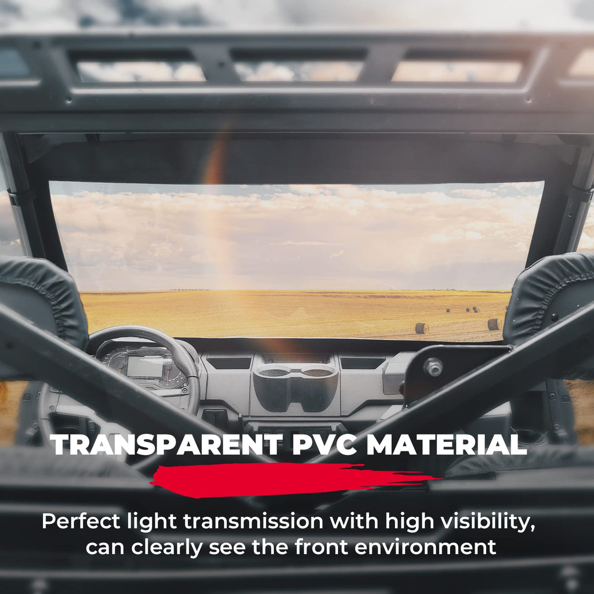 Soft Front Windshield, PVC Waterproof Panel for Ranger XP 1000 / Crew 2017-2024 – fits Polaris Ranger XP 1000
