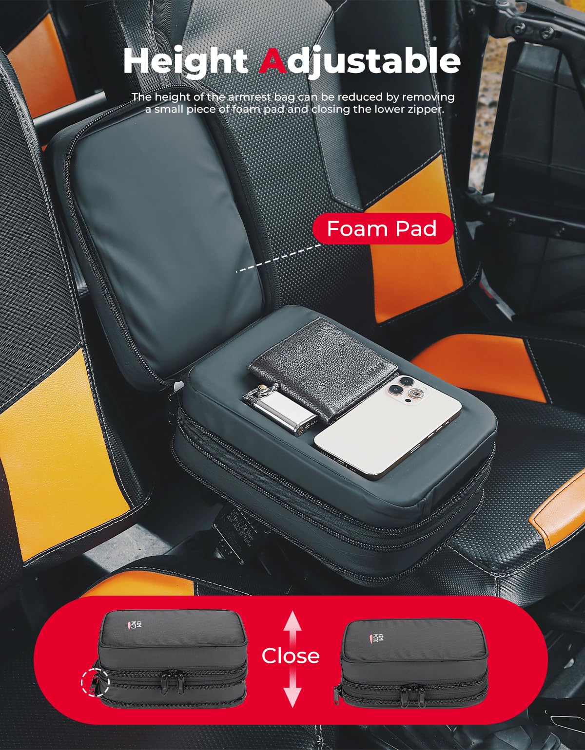 UTV Armrest Safe Storage Bag for Polaris RZR 900 S 1000 XP Turbo Trail – fits Polaris RZR XP Turbo S