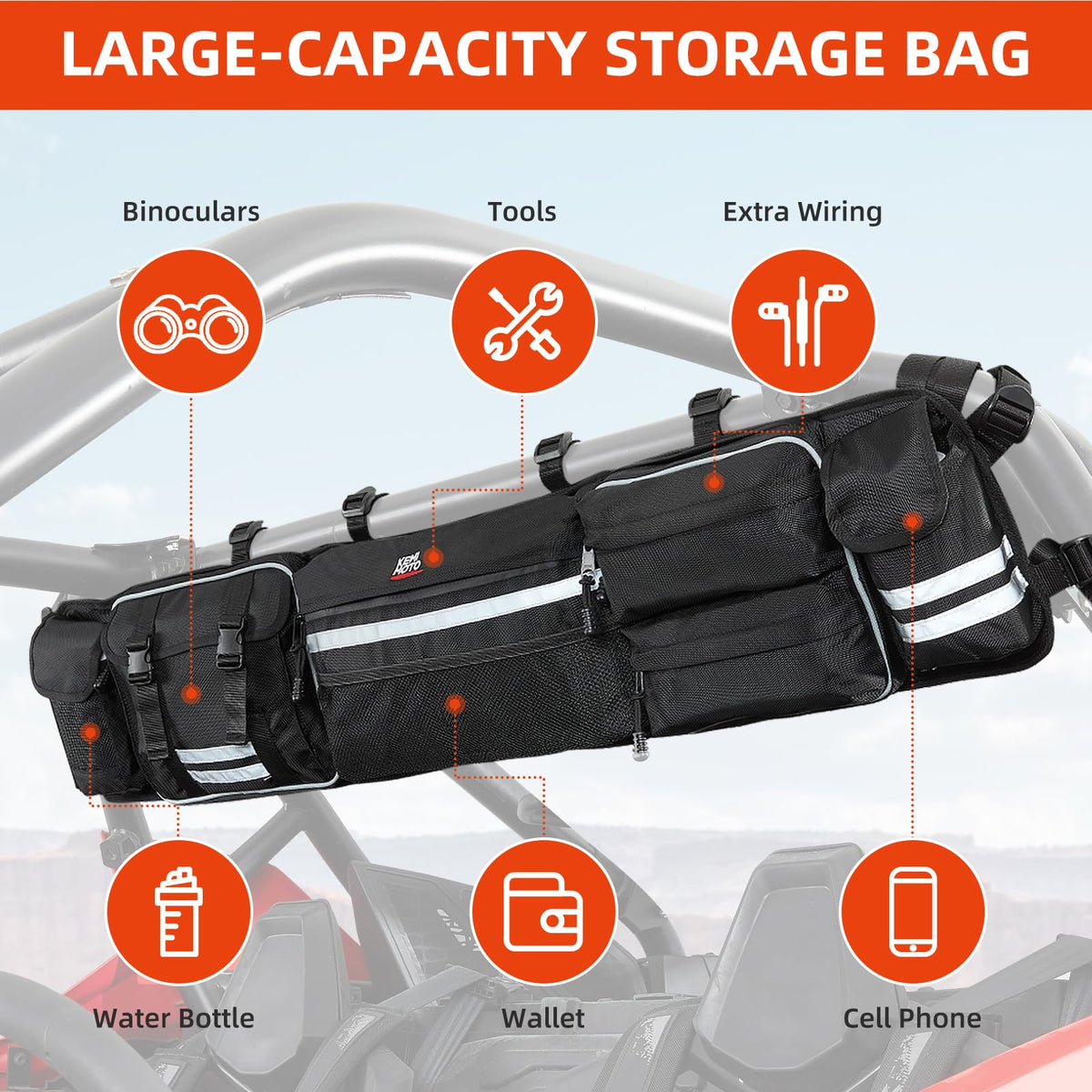 Universal UTV Roll Cage Organizer for Polaris Ranger RZR/ Pioneer Talon
