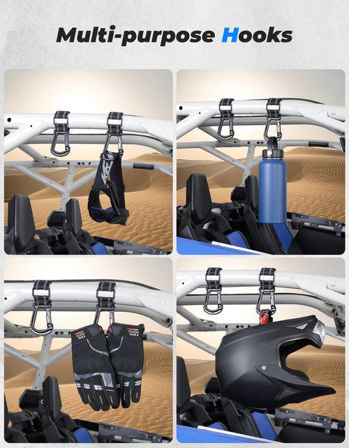 2 pcs UTV Helmet Hanger Hook fits 1.5" -2.0" Roll Bar for Polaris RZR, Can Am