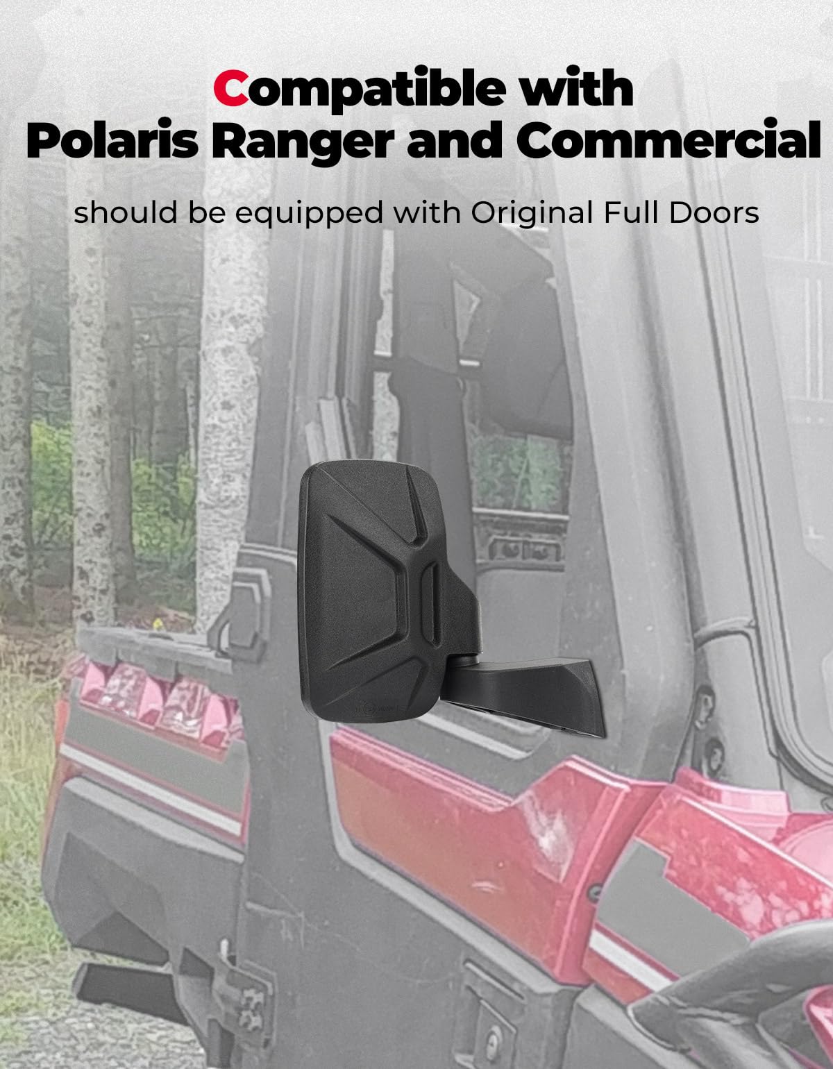 Door Mounted Side View Mirrors for Polaris Ranger/ Commercial Pro XD (1 Pair) – fits Polaris Ranger (view 2)