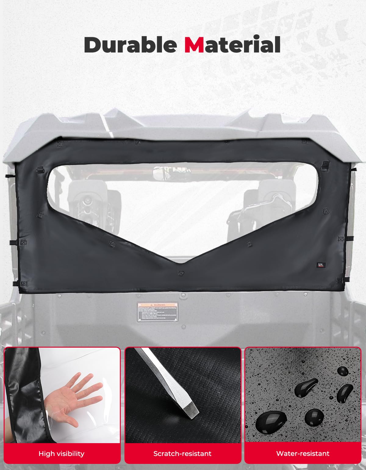 UTV Roll Up/ Down Soft Rear Window for Honda Pioneer 1000-6 – fits Honda Pioneer 1000-6 (view 2)