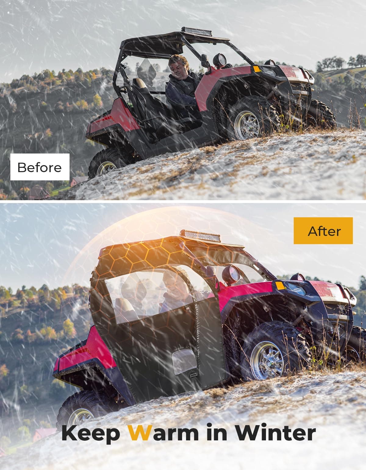 UTV Soft Cab Enclosure for RZR 570/Trail 570/800/S 800/900 – fits Polaris RZR (view 2)