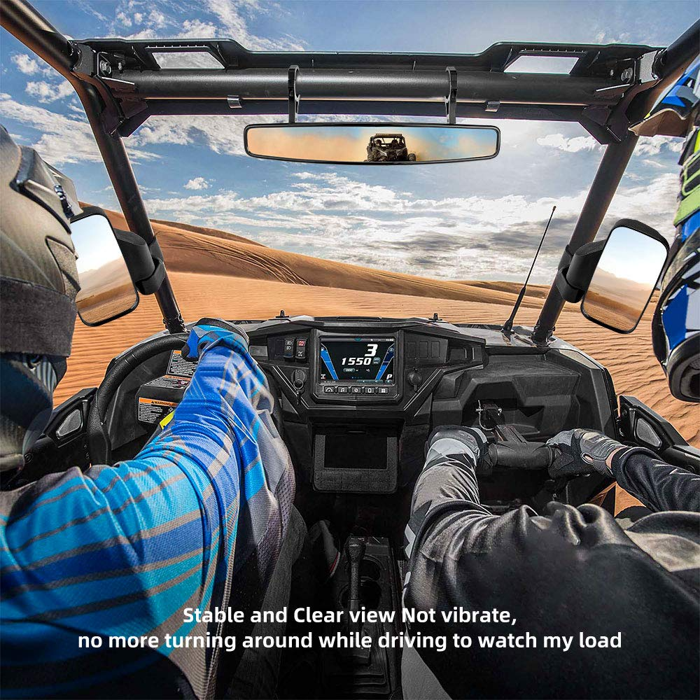 360 Degree Adjustable Side Mirrors for Can Am Maverick X3/ RZR w/ 1.75" -2" Roll Bar(1 pair)