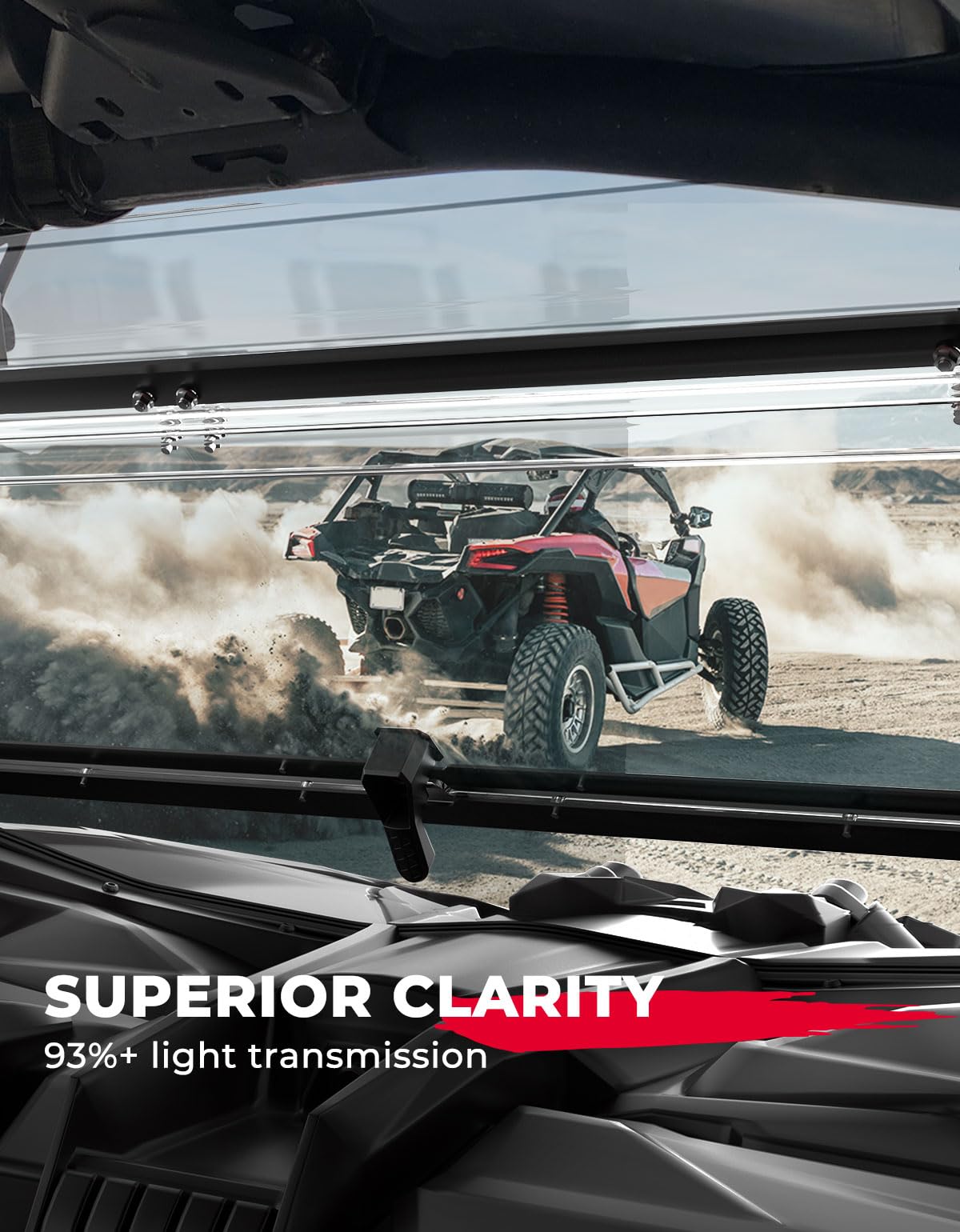 Upgraded Scratch Resistant Flip Windshield for Can-Am Maverick X3/X3 MAX – fits Can-Am Maverick X3 2-Seat (view 3)