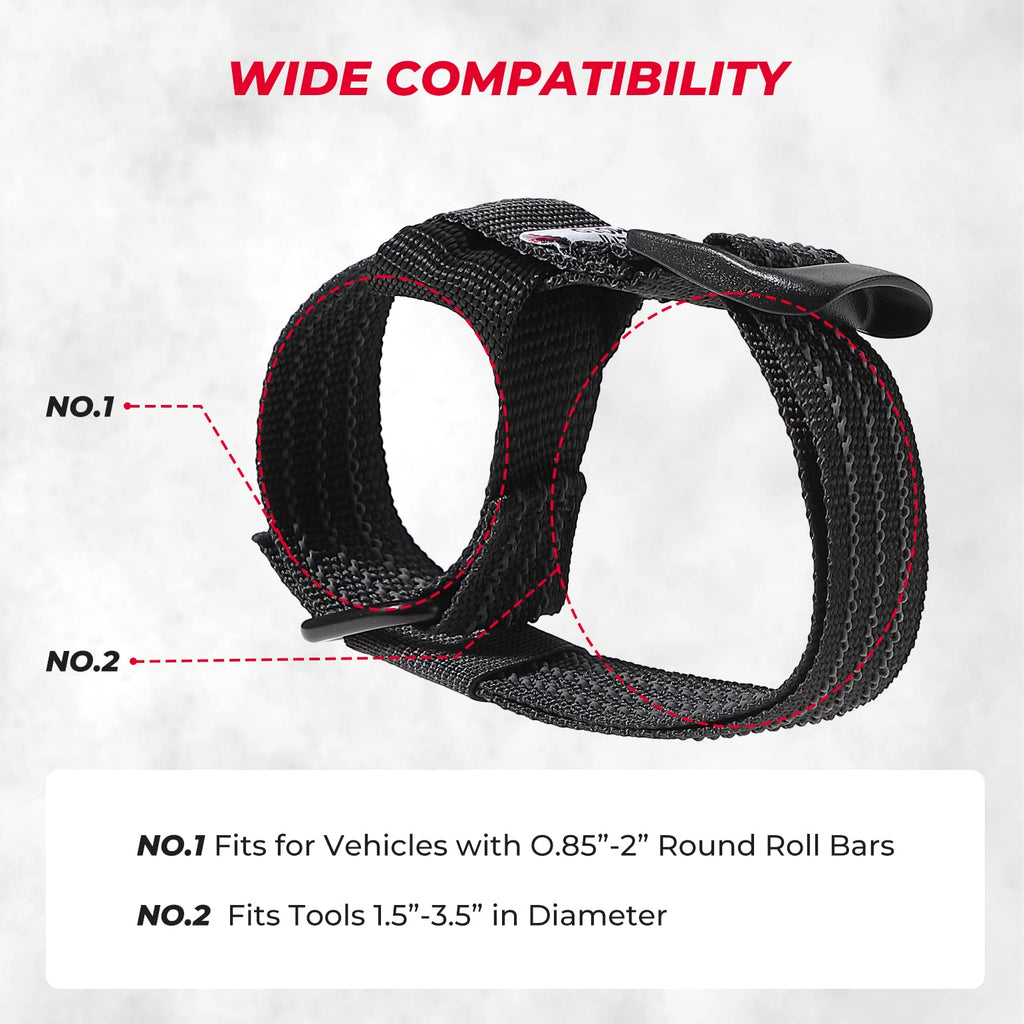 Shovel Holder Rubber Roof Rack Straps Fits 1.5"-3.5" Diameter Tools – fits Polaris RZR