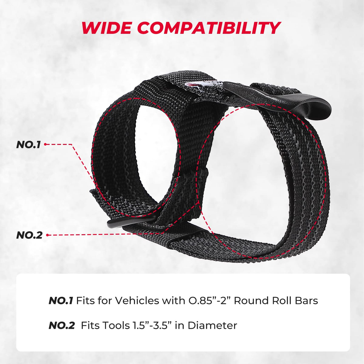 Shovel Holder Rubber Roof Rack Straps Fits 1.5"-3.5" Diameter Tools – fits Polaris RZR