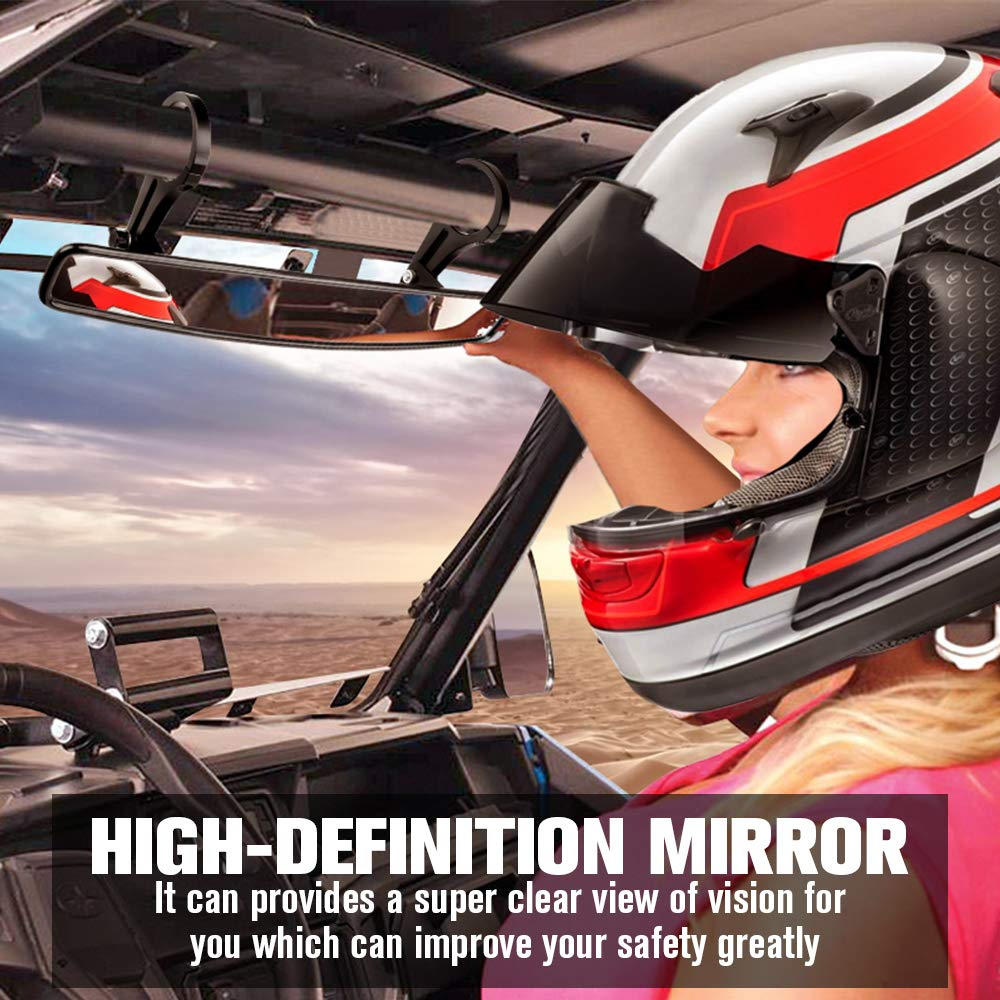 Rear View Mirror with 1.75" Clamps and Convex Design for Polaris RZR – fits Polaris RZR Pro XP (view 2)