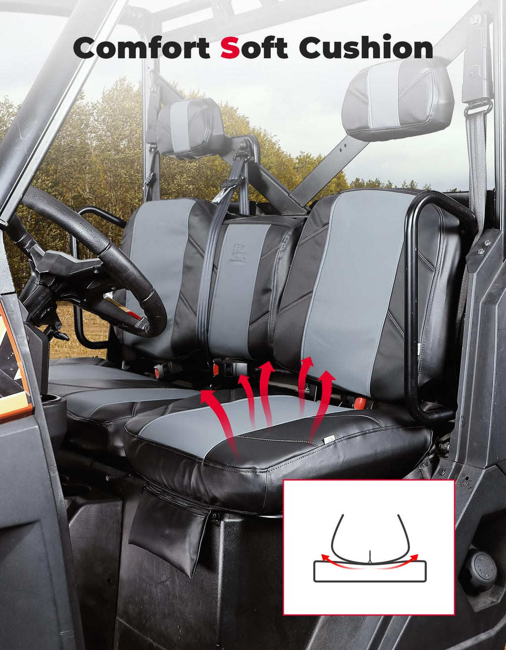 UTV Leather Seat Covers with Pocket for Polaris Ranger XP 1000/Crew
