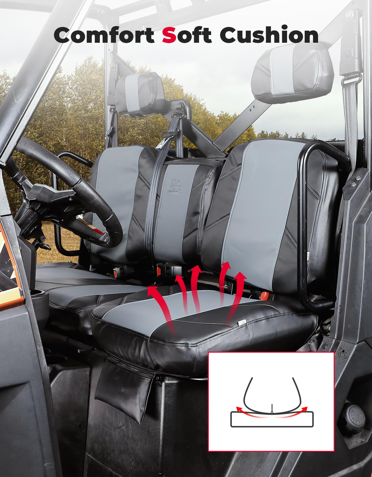 UTV Leather Seat Covers with Pocket for Polaris Ranger XP 1000/Crew