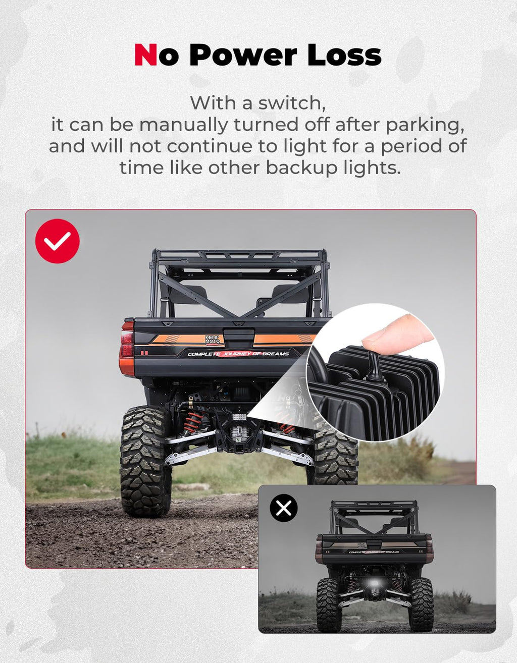Upgraded Backup Light with Switch for Ranger XP 1000/Crew 2018-2024