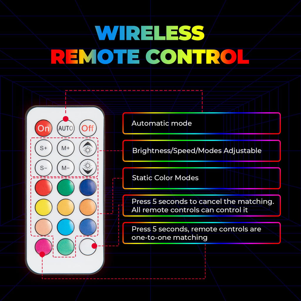 2pcs 5FT UTV Spiral Whip Light with RF Remote Control