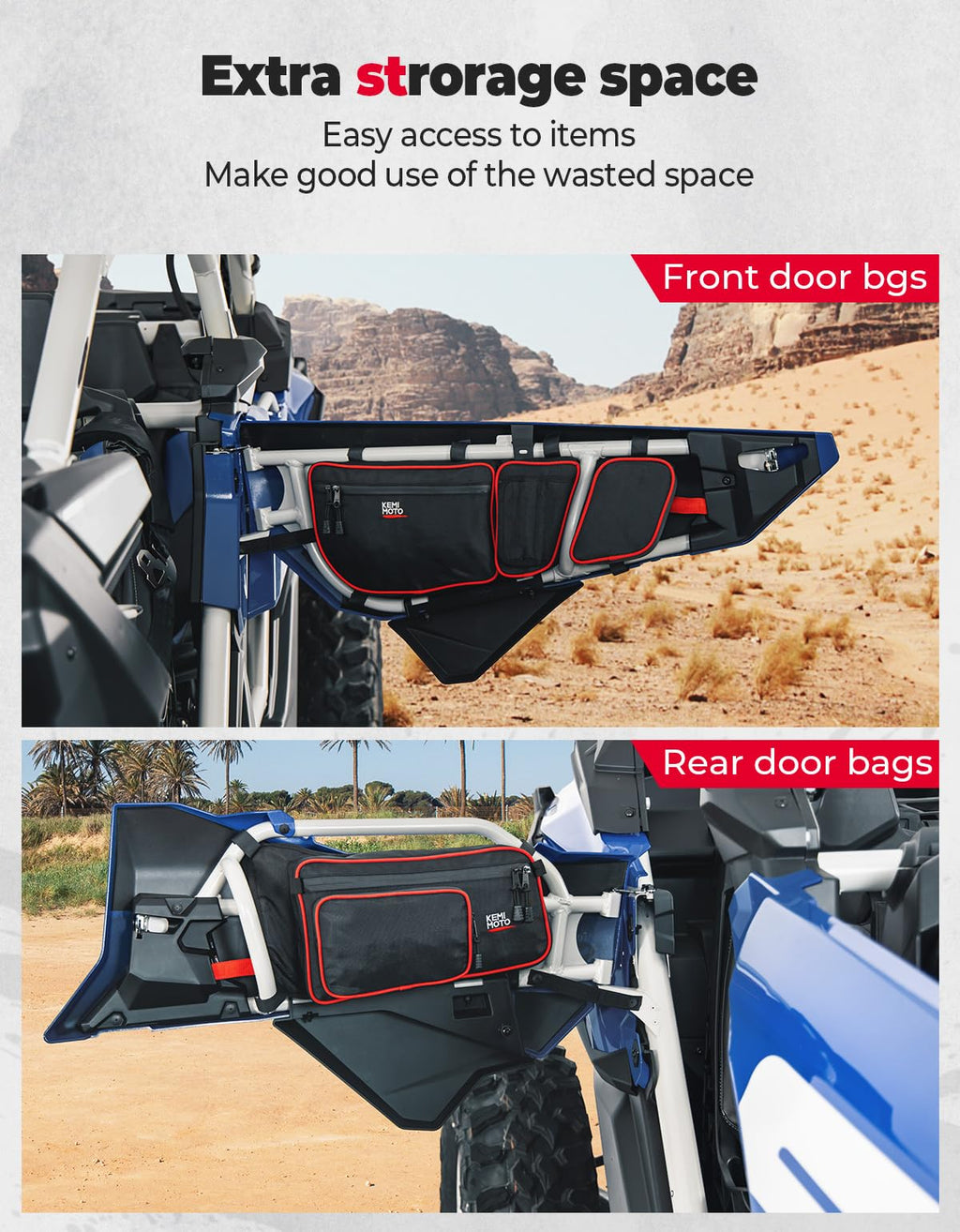 Front and Rear Door Bags for Can-Am Maverick X3 Max - Red – fits Can-Am Maverick X3 MAX (view 2)