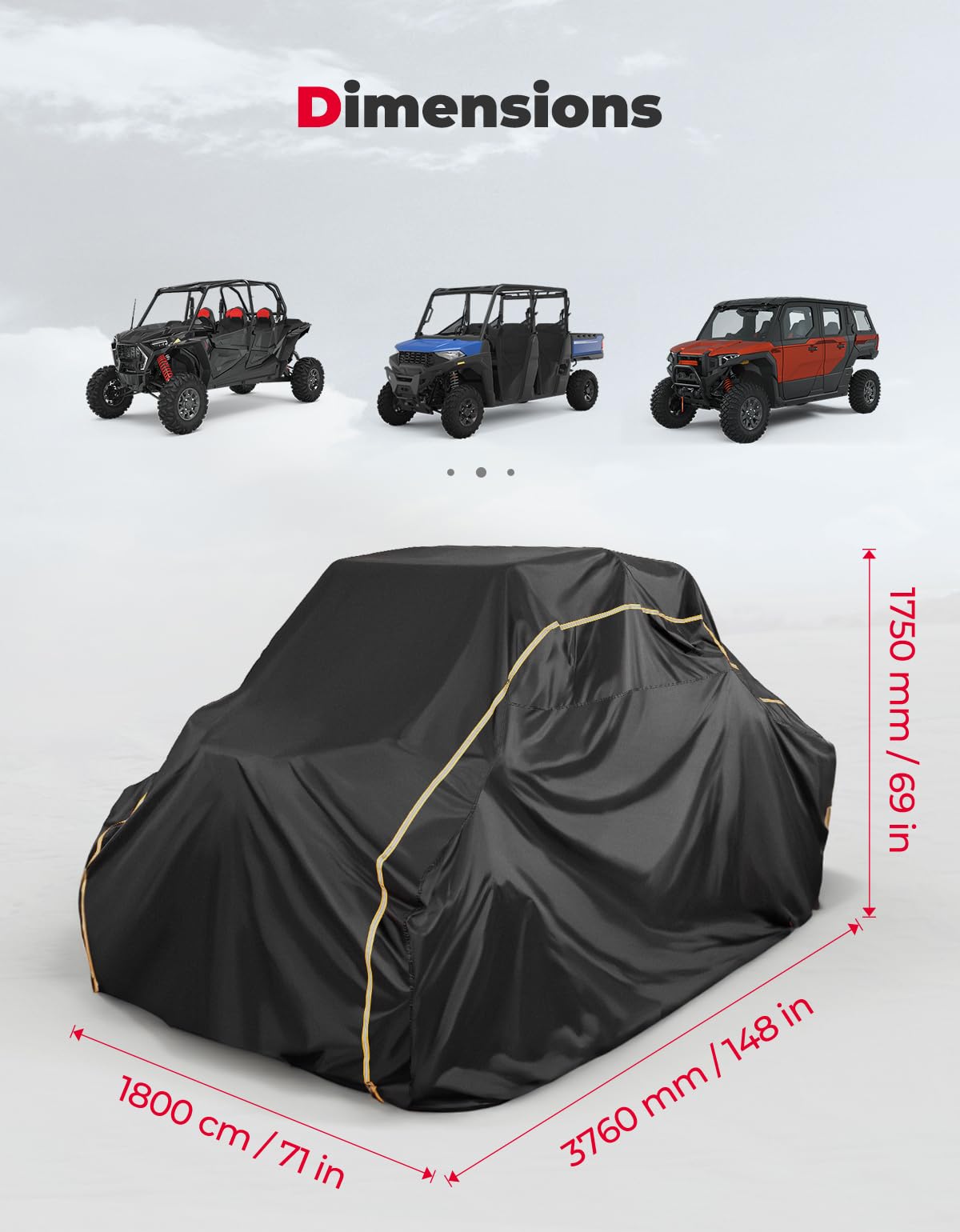 4-Seater UTV Cover for Polaris RZR/Ranger, ZForce 950 Sport 4 (S) – fits Polaris RZR (view 2)