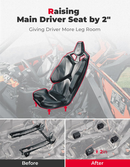 2" Main Driver Seat Risers for RZR PRO XP 2020-2023 (4PCS)