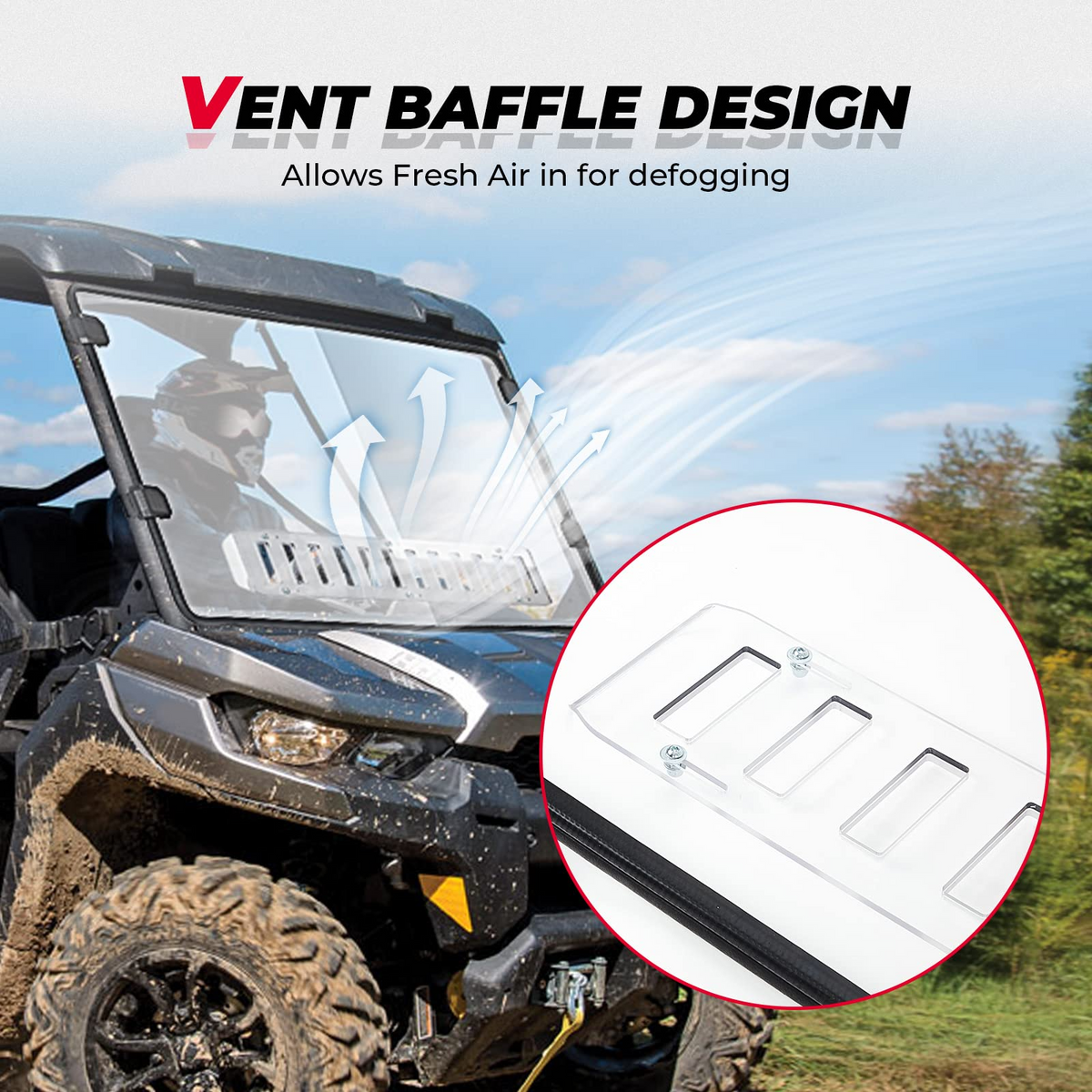 Rear & Front Vented Full Windshield for Can Am Defender – fits Can-Am Defender MAX HD8