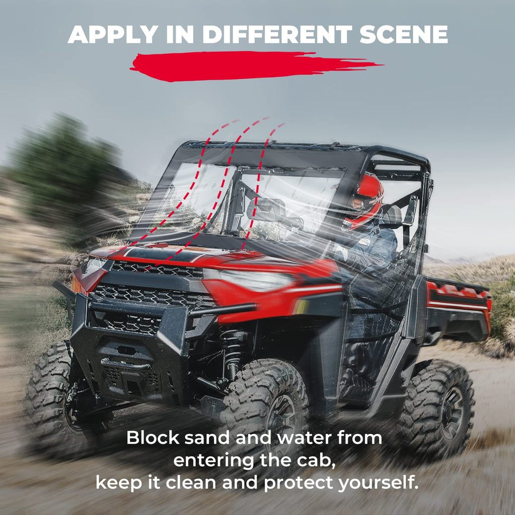 Soft Front Windshield, PVC Waterproof Panel for Ranger XP 1000 / Crew 2017-2024 – fits Polaris Ranger Crew XP 1000 (view 3)