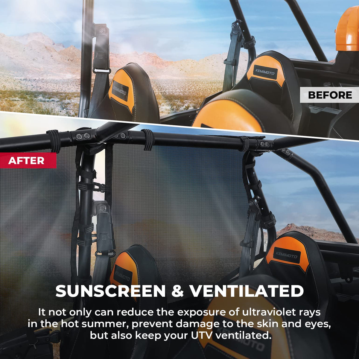 PVC Mesh Window Nets Door Nets for Polaris RZR XP 1000 4 Door 2014-2023 – fits Polaris RZR XP 1000 (2014-2023) (view 3)