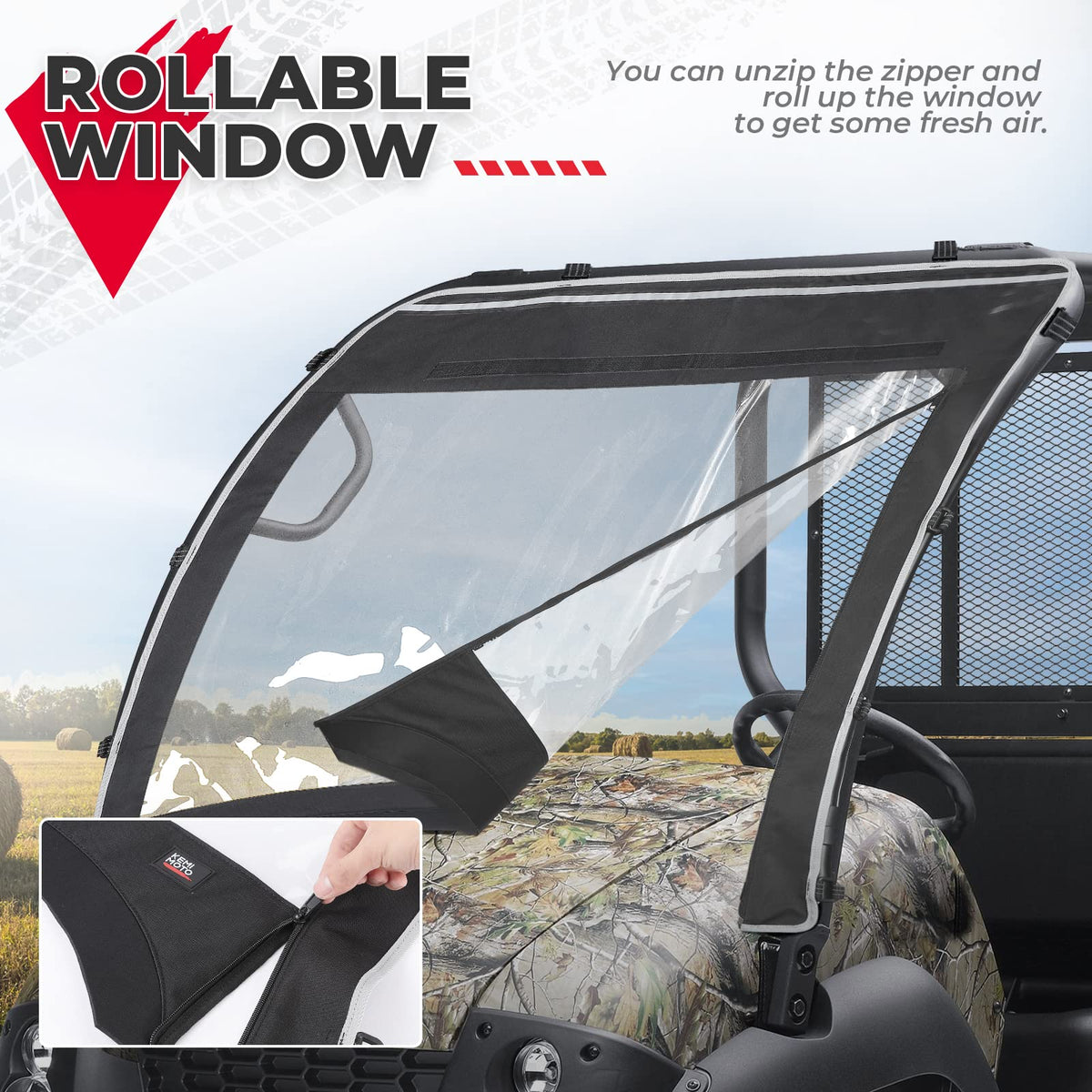 600D Oxford Fabric Front Windshield for Kawasaki Mule 610 600 SX 600