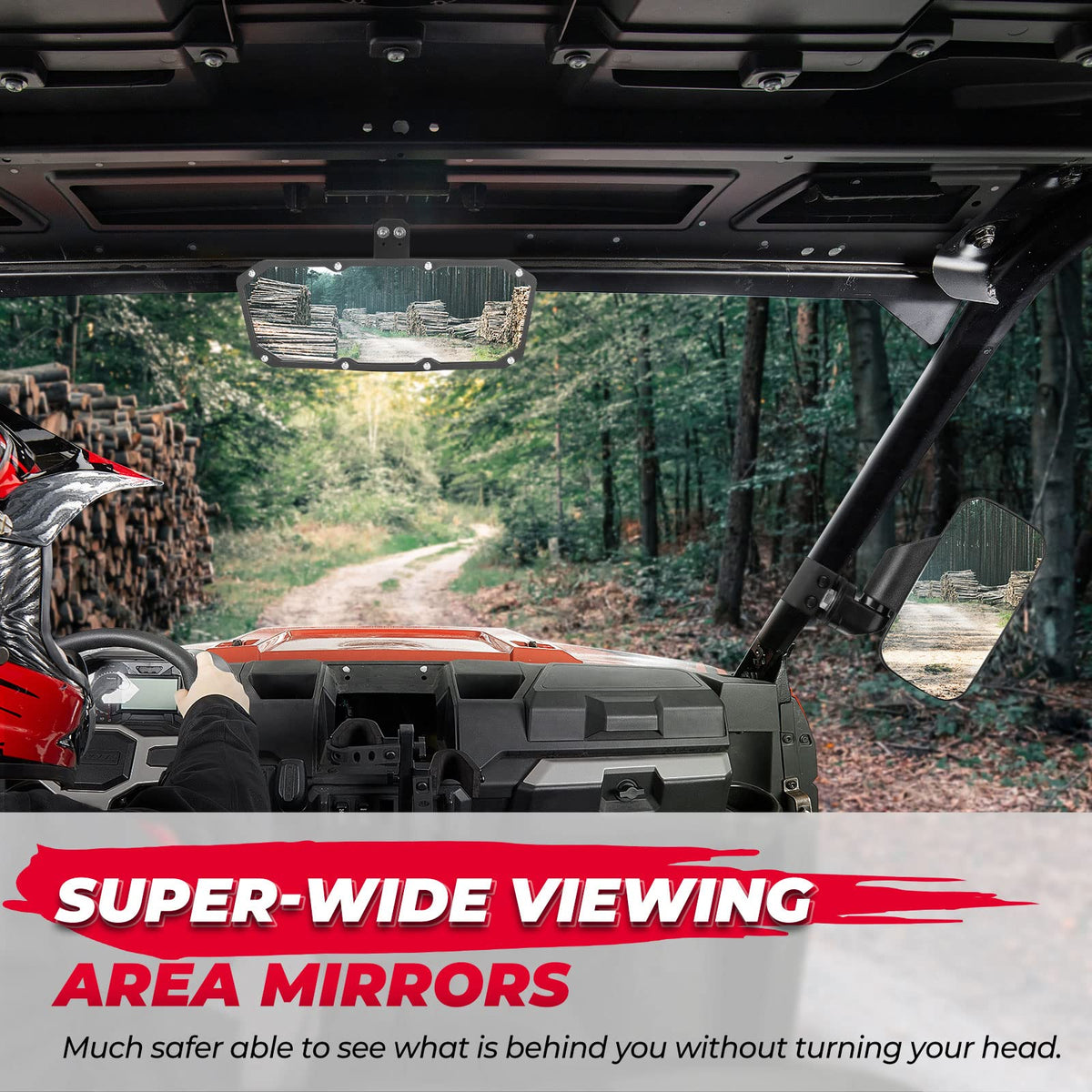 UTV Mirror Set for Ranger 500 570 900 1000 XP w/Pro-Fit tube cages – fits Polaris Ranger 570 Midsize