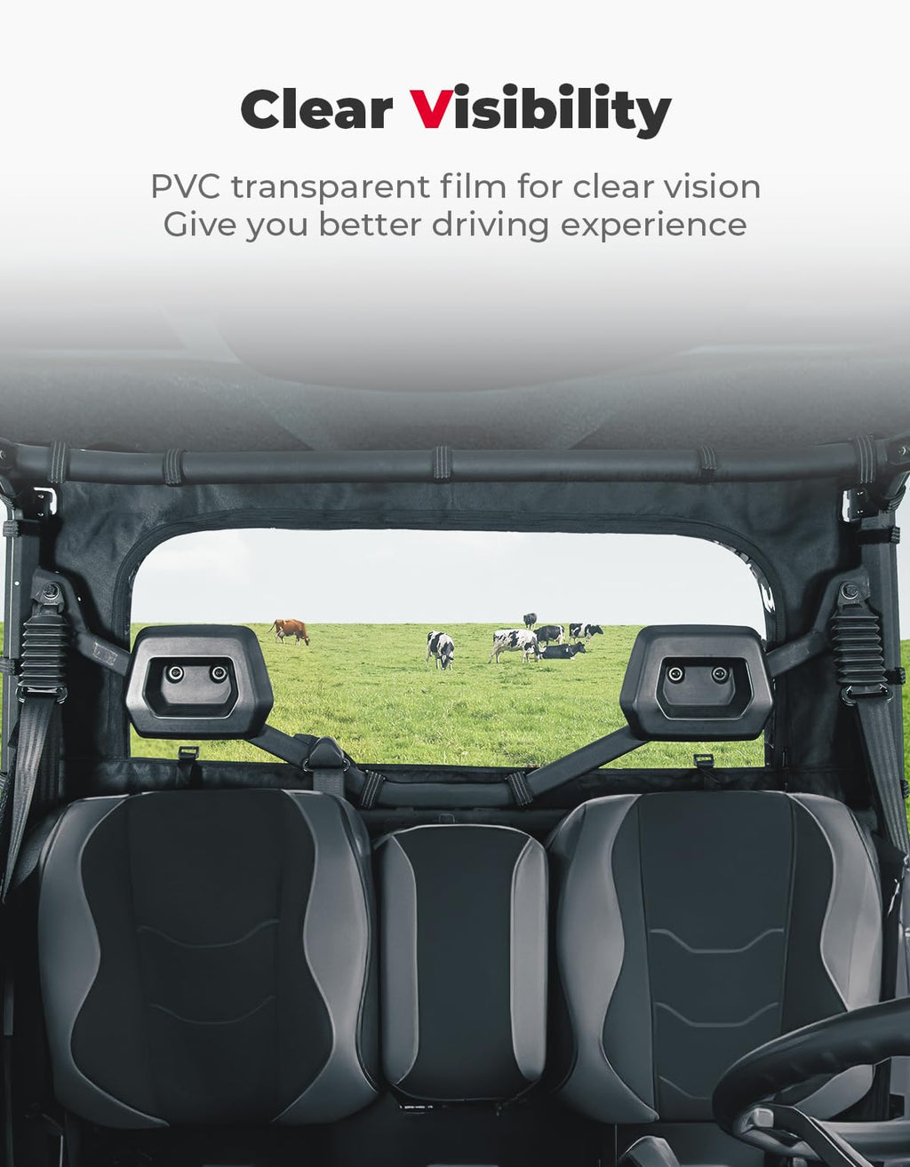Soft Rear Windshield with Zipper for Can-Am Defender HD10|9|8|7|5 – fits Can-Am Defender HD7